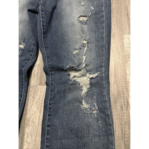 Judy Blue Jean Womens 9/29 Blue Straight Fit Raw Hem Stretch Denim DIstressed - Picture 3 of 13